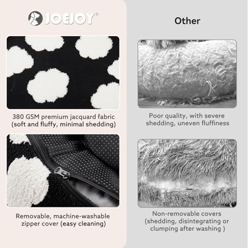 JOEJOY Donut Large Dog Bed, Cute Round Calming Dog Bed with Removable Washable Cover, Orthopedic Pet Beds with Jacquard Shaggy Plush & Non Skid Bottom, Black - color: Black, size: L (36x36x10)
