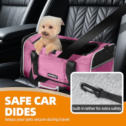 Top Loading Medium Cat Carrier with Privacy Protection for Nervous Pet, Soft-Sided Small Puppy Travel Crate Vet Visit, Kitty Cage Kennel Bag Suitcase Luggage Sleeve, 18x11x11 Inch Pink - color: Pink