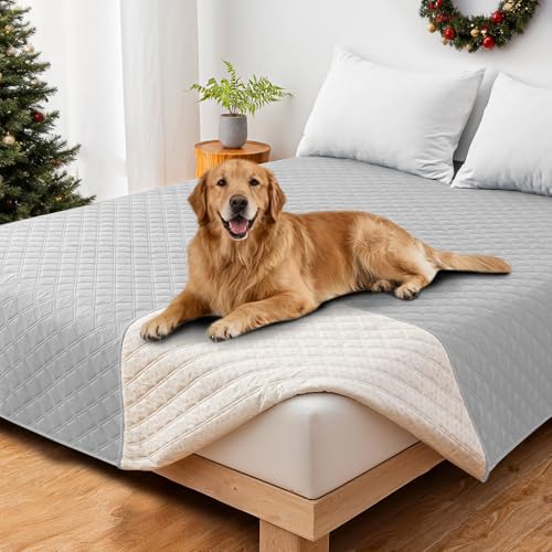 Waterproof Couch Covers for Pets, Waterproof Dog Bed Cover, Anti-Slip Soft Dog Blankets, Couch Cover for Dogs Washable, Pet Blanket for Puppy Large Dogs Cat (82x82 Inch, Light Grey) - color: Light Grey, size: 82" x 82" (Pack of 1)