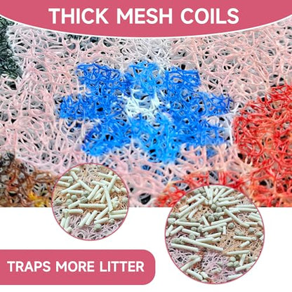 Cat Litter Mat, 24" x 16" Litter Box mat, Upgrade Non-Slip Kitty Litter mat, Traps 100% Litter, Soft on Kitty Paws, Easy Clean for Scatter Control, Bohe cat Food mat, Urine Waterproof - color: Pink Garden, size: Small（24"x16"）
