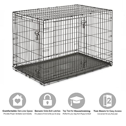 Midwest Homes for Pets 48-Inch New World Crate for Extra-Large Breeds, 90-110 lbs, Double Door Folding Dog Crate, Leak-Proof Tray & Secure Latches, Portable, Durable & Easy to Assemble - size: 48.0"L x 30.0"W x 33.0"H