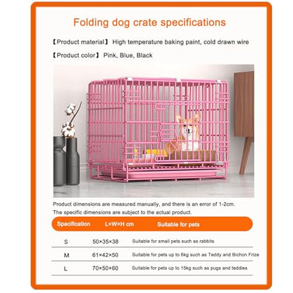 Dog Crate, 2 Doors Folding Mental Wire Dog Cage Training Kennel, with Removable Tray, Suitable for Small and Medium Dogs (Size : 70x50x60cm) - size: 27.5"L x 19.6"W x 23.6"H