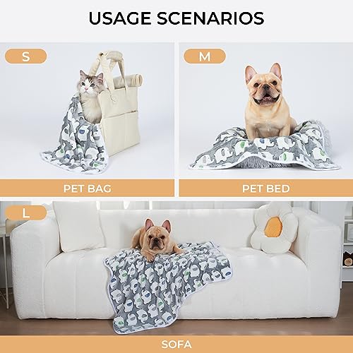 1 Pack 3 Blankets Super Soft Fluffy Premium Cute Elephant Pattern Pet Blanket Flannel Throw for Dog Puppy Cat Dark Grey Large(41x31 inch) - color: Dark Grey, size: 41x31 inch (Pack of 3)
