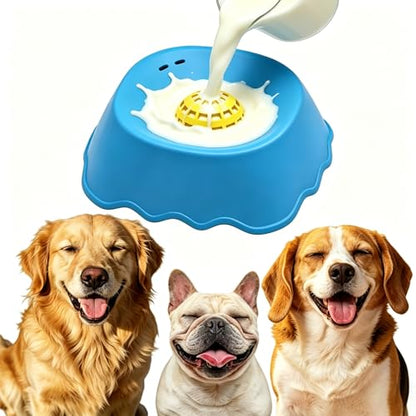 Rolling Ball Dog Lick Bowl, 10oz Large Capacity Slow Feeder Dog Bowl, Interactive Dog Enrichment Toy for Small Medium Large Dogs, Ideal for Wet Food, Yogurt, Bone Broth (1, Blue) - color: Blue