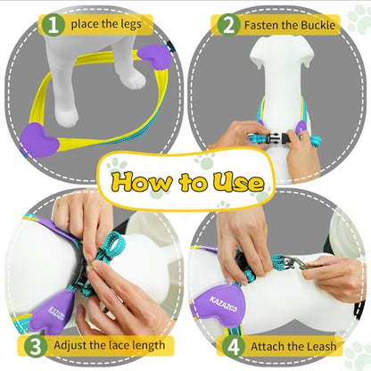 Kazazoo No Pull Small Dog Harness and Leash Set, Adjustable Puppy Soft Vest Harness with Breathable Mesh Padded, Reflective Lightweight Harness with Buckle for Extra Small Medium Dogs, Blue S - color: Yellow&Blue, size: S