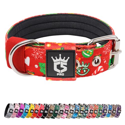 TSPRO Tactical Dog Collar 1.25 Inch Wide Thick Dog Collars with Heavy Duty Metal Buckle, Durable, Strong, Adjustable for Small Dogs (Christmas Red S) - color: Christmas Red, size: S-for neck size (adjustable 12.6"-15.8")