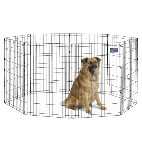 MidWest Homes for Pets 36-Inch Exercise Pen, for Indoor and Outdoor use, 16 Sq Feet of Play, Folding Dog Pen, No Door Design for Maximum Security, Easy to Set Up, Foldable Dog Playpen - color: Black No Door, size: 36" H