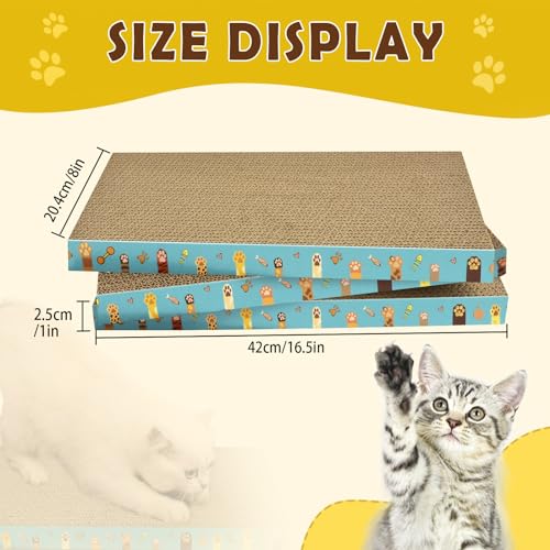 Cardboard Cat Scratcher 3 Pack Refill Reversible Cat Scratching Pad Durable Cat Scratchers for Indoor Cats Kitten to Protect The Furniture (Cat Paws) - color: Cat Paws