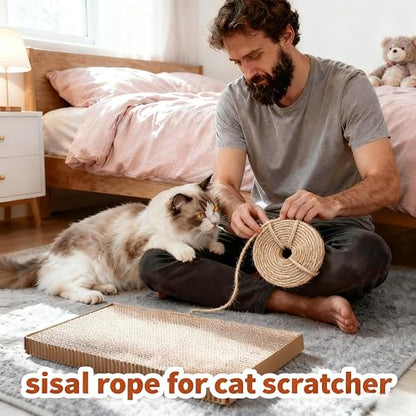 164Ft Sisal Rope for Cat Tree & Scratching Post Replacement, Scratcher Rope to Refresh Cat Furniture, Durable Cat Scratching Rope - color: 1/6 inch (4mm) Natural Color