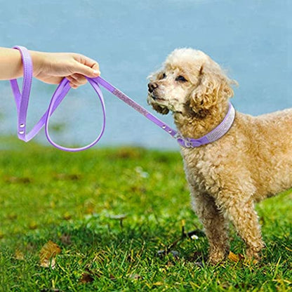 Rhinestone Bling Leather Dog Collar and Leash Set, Cute Dazzling Sparkling Soft Velvet Dog Cat Collar Crystal Diamond Puppy Collar (XXS, Purple1) - color: Purple1, size: XXS