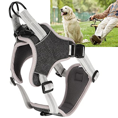 Dog Vest Harness Adjustable Reflective Chest Strap for Large Medium Dogs - Anti - Lost 360° Pressure Relief, Comfortable Fit, Night Safety (XXL) - size: XXL