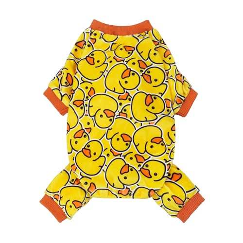 Fitwarm Funny Duck Dog Pajamas, Dog Winter Clothes for Small Dogs Girl, Lightweight Velvet Pet Jumpsuit, Cat Onesie, Yellow, XL - color: Duck, size: X-Large
