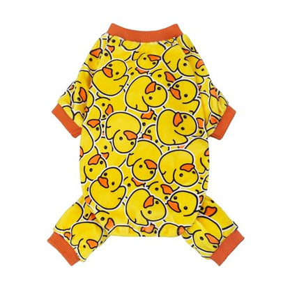 Fitwarm Funny Duck Dog Pajamas, Dog Winter Clothes for Small Dogs Girl, Lightweight Velvet Pet Jumpsuit, Cat Onesie, Yellow, XXL - color: Duck, size: XX-Large