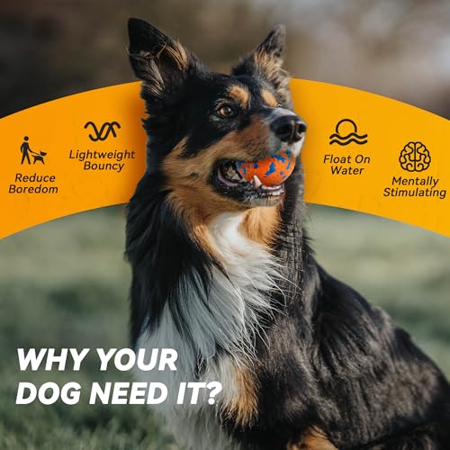 FUSOTO 3Pcs Dog Balls, Durable Bouncy Tennis Balls for Dog Aggressive Chewers, for Large Medium Small Dog Puppy Fetch - color: 1x Orange +1x Blue +1x Yellow