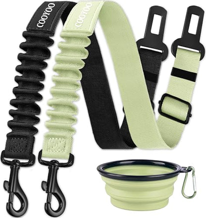 Dog Seat Belt,3 Piece Set Retractable Dog Car Adjustable Seatbelts for Vehicle Nylon Pet Safety Heavy Duty & Elastic & Durable Car Harness for Dogs - color: Set 11-Black+Light Green