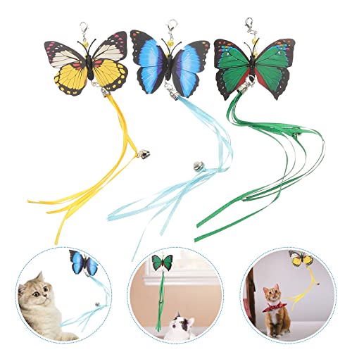 LUOZZY 6 Pcs Butterflies Cat Teaser Attachments and Replacements - Interactive Cat Wand Toys