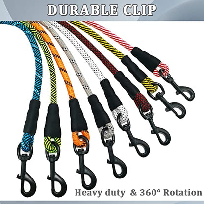 Heavy Duty Rope Dog Leash, 3/4/5/6/7/8/10/12/15 FT Nylon Pet Leash, Soft Padded Handle Thick Lead Leashes for Large Medium Dogs (Blue Black, 1/2" * 10') - color: blue black, size: 1/2" * 10'