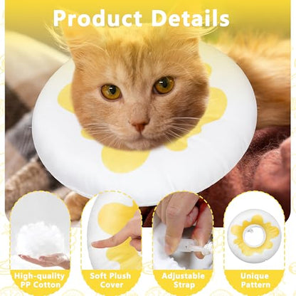 Cat Cone Collar Soft, Adjustable Cat Recovery Cone to Stop Licking, Cute Kitten Donut Collar After Surgery, Elizabethan Collars for Kittens, Lightweight Cats Neck Cones (Egg, Medium) - color: Egg, size: Medium