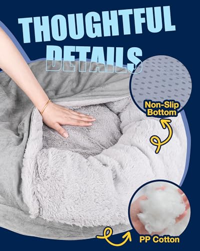 Pet Soft Small Dog & Cat Bed - Round Calming Cuddler with Cover & Cave - Washable for Small, Medium Dogs & Cats (Grey, 27") - color: Grey, size: Medium (27"x27"x8")