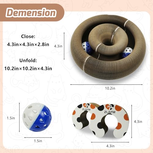 Magnetic Magic Organ Cat Scratcher Toy, Extra-Thick & Large Connectable Cardboard Scratching Board with Bell Ball, Interactive Enrichment Toy for Indoor Cats & Kittens (2 Pack) - size: 2 Pack