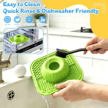 Slow Feeder Dog Bowls & Lick Mat for Liquid and Thick Treat, Anti-Slip Dog Lick Bowl with Interactive Rolling Ball, 5/6 Cup Pup Licking Toy for Large Medium Small Dogs and Cats Green - color: Green
