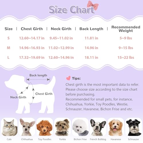 Bowknot Dog Sweater Dress for Small Dogs Girl, Stretchy Pet Sweaters Pullover Coats, Fall Winter Warm Dog Turtleneck Sweater (Purple, L) - color: Purple, size: Large (15-22lbs)