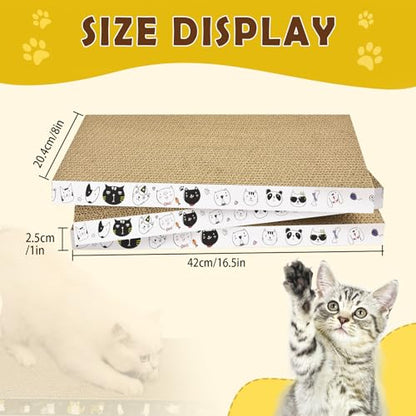 3 Pack Cardboard Cat Scratcher Refill Cat Scratch Pad Durable Cat Scratchers for Indoor Cats Kitten 16.5 x 8 x1 Inch Reversible Cat Scratching Board to Protect The Furniture (Lovely Pets) - color: Ctue Pets