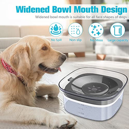 UPSKY 70oz Dog Water Bowl 2L No Spill Dog Bowls Large Capacity Spill Proof Slow Water Feeder, No Splash Pet Water Dispenser Vehicle Carried Travel Slow Drinking Bowl for Messy Drinkers - color: Gray, size: 2 L