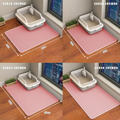 HCY&WLD Cat Litter Mat, Honeycomb Double Layer Cat Litter Trapping Mat, Waterproof Urine Proof Non-Slip, Scatter Control, Less Waste, Easier to Clean (Pink, 24" X 18") - color: Pink
