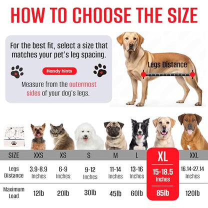 Dog Grooming Hammock for Dogs – Dog Restraint for Nail Trimming with Pet Nail Clipper – Dog Sling for Grooming, Dog Hammock for Nail Cutting & Grooming Harness(Legs Spacing:15-18.5” )/Max W:85lb) - size: XL ((Leg Spacing: 15-18.5")) / ((Max W: 85 Pound))