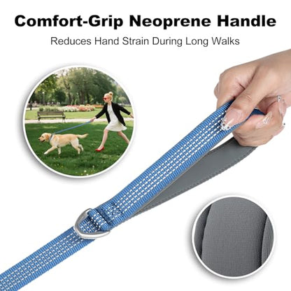 Plutus Pet Heavy Duty Dog Leash with Lockable Aluminum Carabiner, 4/6 Feet Long, Double-Sided Reflective Nylon, Padded Handle, for Puppy, Small, Medium and Large Dogs (Blue, 4/5" x 4') - color: Blue, size: 4/5" x 4'