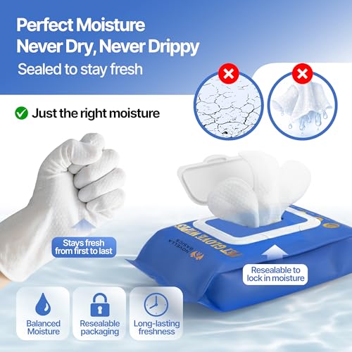 Pet Cleaning Glove Wipes for Dogs & Cats - Hypoallergenic Coconut Infused Extra Thick Dog Washing Gloves - Deodorizing Grooming Mitts - Puppy and Cat Cleaning Wipes - 20 Count