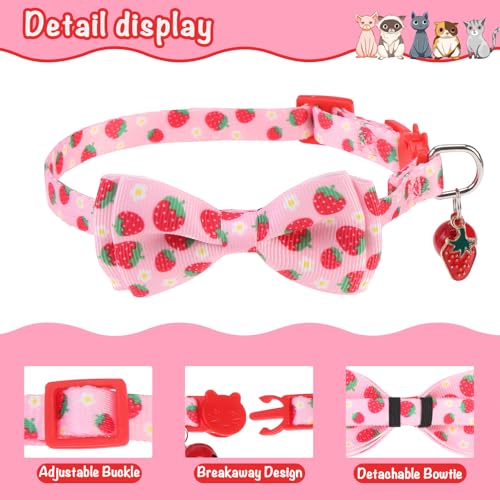 Breakaway Cat Collar with Removable Bow Tie and Bell, Cute Multi-Style Patterns, 3 Pack Safety Buckle Kitten Collars, Adjustable Pet Collar for Cats Puppy (Style B - Fruit) - color: Style B - Fruit