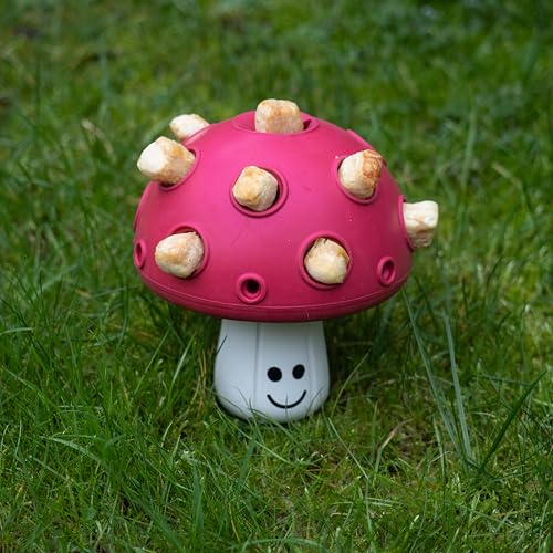 Fuzzl Eco Rubber Magic Shroom Puzzle Enrichment Toy - Red - Long Lasting Dog Treat Toys for Aggressive Chewers Strong Dog Toy for Dogs Durable Puppy Toys - style: Mushroom Red
