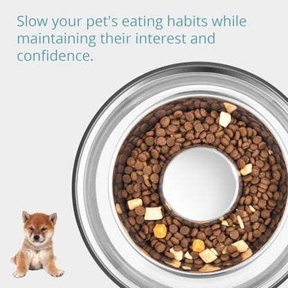 PEGGY11 Stainless Steel Slow Feeder Dog Bowl - Holds 2 Cup, for Medium Size Dogs - size: 2 Cup, for Medium Sized Dogs