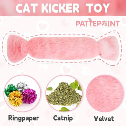 Cat Kicker Toy 3Pcs, Candy Shape Catnip Toys for Cats, Catnip Toys with Crinkle Paper. Indoor Kitten Toy Kicker Pillows. - style: Candy 3pcs