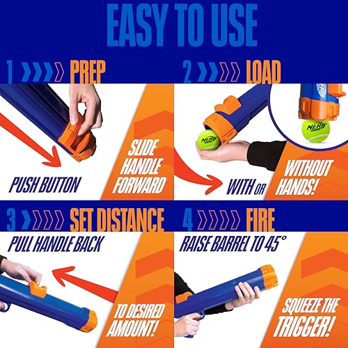 Nerf Dog Tennis Ball Blaster Dog Toy Blue/Orange, 16 Inch Compact Blaster with 1 Ball - size: 16 in Compact Blaster with 1 Ball
