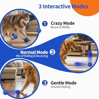 Dog Toys for Medium Large Dogs to Keep Them Busy, Smart Interactive Dog Balls with Automatic Moving Bouncing Vibrating for Enrichment, Mental Stimulation, Anti Boredom, Blue - color: Blue