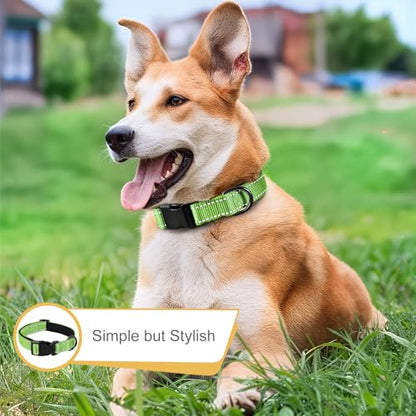 HEELE Dog Collar, Reflective Dog Collar, Soft Neoprene Padded Breathable Nylon Pet Collar Adjustable for Small Dogs, Grass Green, S(10.23-14.96") - color: Grass Green, size: Small (10.23-14.96")