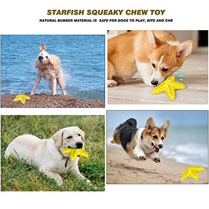 Squeaky Dog Toys - Starfish Natural Teeth Cleaning Toy for Small & Medium Dogs - Yellow - color: Starfish Yellow