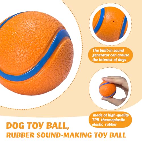 Natural Rubber Sound-Sounding Sog Toy Balls,Dog Toy Ball, with a Groove Design That is Resistant to Bites, Has a High Bounce, Dog Training Interactive Pet Toy, Relieving Pet Anxiety,（small size）2Pack - color: Yellow, size: Small