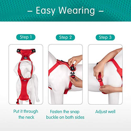 PoyPet Reflective Soft Breathable Mesh Dog Harness Choke-Free Double Padded Vest with Adjustable Neck and Chest(Red,XS) - color: Red, size: XS