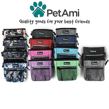 PetAmi Dog Treat Pouch, Pet Treat Pouch For Training, Dog Walking Bag Holder for Kibbles, Pet Food Toy, Dog Trainer Essentials Supplies, Poop Bag Dispenser, 3 Ways to Wear (Black) - color: Black
