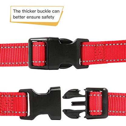 HEELE Dog Collar, Reflective Dog Collar, Soft Neoprene Padded Breathable Nylon Pet Collar Adjustable for Small Dogs, Red, S(10.23-14.96") - color: Red, size: Small (10.23-14.96")