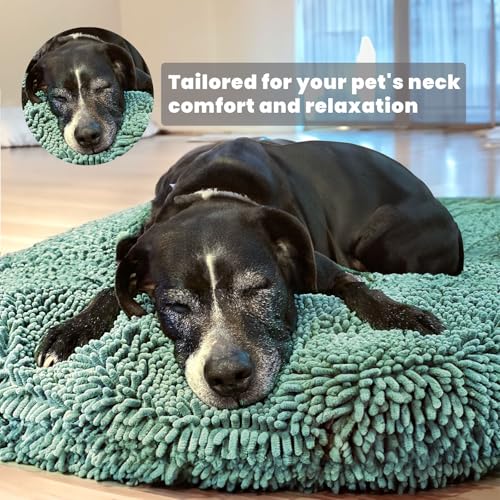 Muddy Mat® Cloud K-9 Bed for Dogs & Cats, Soft & Relaxing Donut Dog Bed, Chenille Material, Removable Cover, Washable & Dryer Safe–Seafoam Green Small(25'x25') - color: Seafoam Green, size: Small (25''X25'')