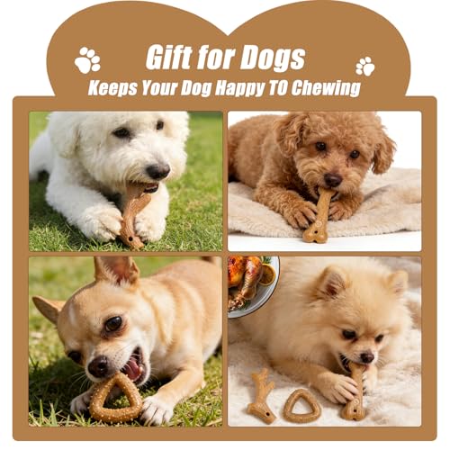 Dog Chew Toys for Aggressive Chewers, 3 Pack Nylon & Wood Puppy Teething Bone Toy Set with Chicken Flavor, Durable Tough Bones Chewing Toys for Puppies & Small Dogs - style: 3Pack-Small