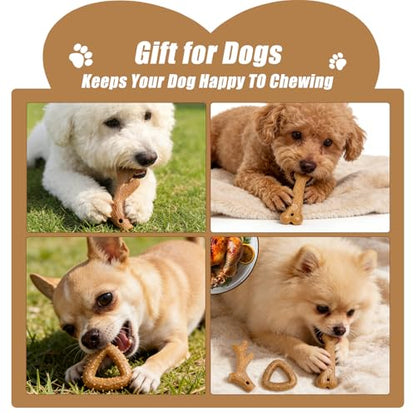 Dog Chew Toys for Aggressive Chewers, 3 Pack Nylon & Wood Puppy Teething Bone Toy Set with Chicken Flavor, Durable Tough Bones Chewing Toys for Puppies & Small Dogs - style: 3Pack-Small