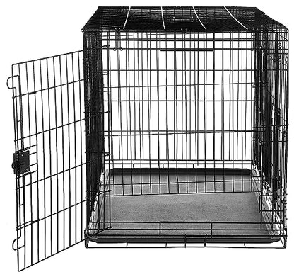 Amazon Basics Portable Metal Wire Dog Crate for Large Dogs, Double Door with Removable Tray, Divider Panel, Easy to Assemble, 48" x 30" x 32.5", Black - size: 48.0"L x 30.0"W x 32.5"H, style: Double Door w/ Divider
