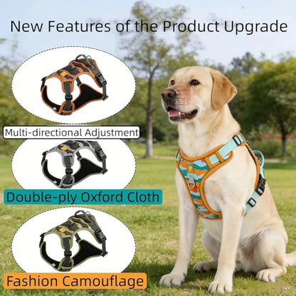 Chesoon Tactical Dog Harness Heavy Duty No Pull Reflective Control Handle Adjustable for 16.5-30.8lb / 7.5-14.0kg Green M - color: Green, size: M