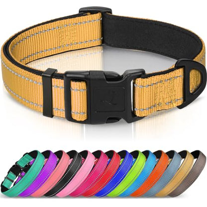 Joytale Reflective Dog Collar, Soft Neoprene Padded, Metal D-Ring, Nylon Pet Collar Adjustable for Puppy and Small Dogs, Khaki, XS - color: Khaki, size: X-Small (Pack of 1)